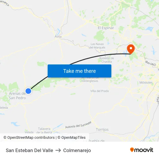 San Esteban Del Valle to Colmenarejo map