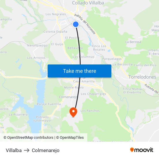 Villalba to Colmenarejo map