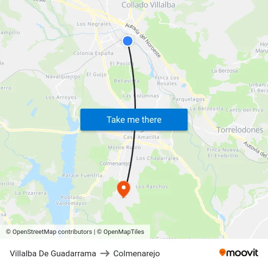 Villalba De Guadarrama to Colmenarejo map