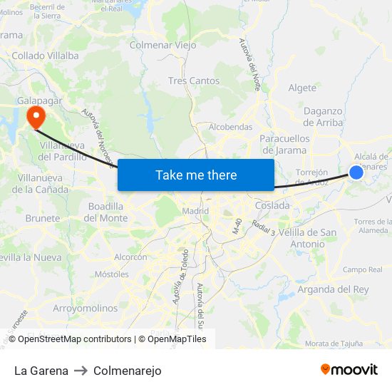 La Garena to Colmenarejo map