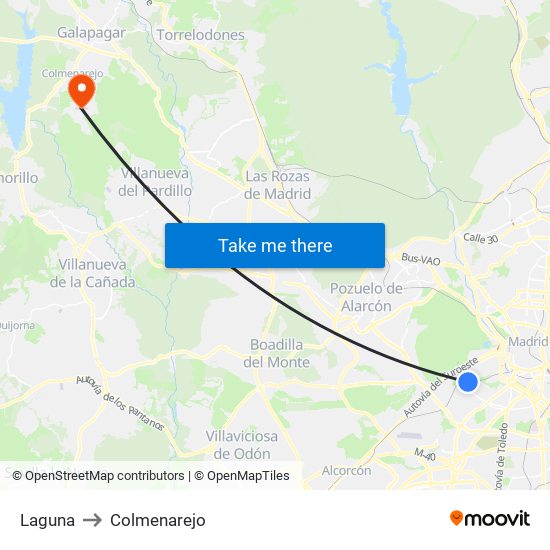 Laguna to Colmenarejo map