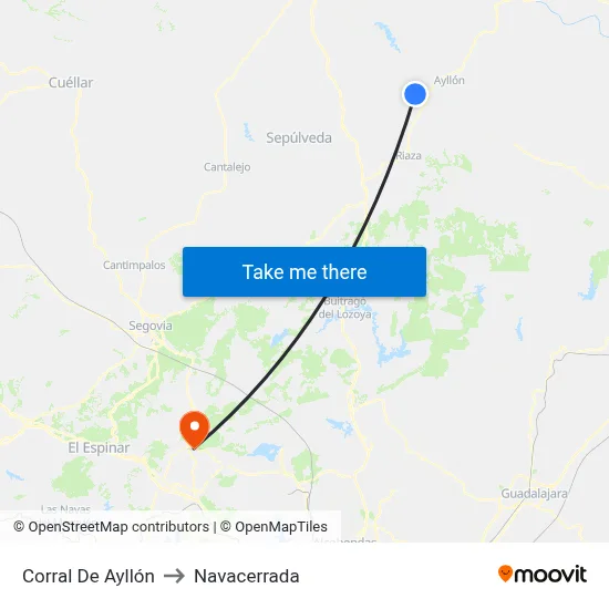 Corral De Ayllón to Navacerrada map