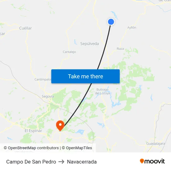 Campo De San Pedro to Navacerrada map