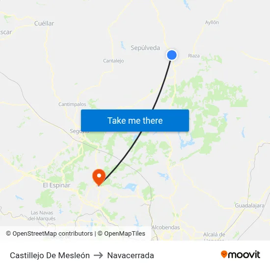 Castillejo De Mesleón to Navacerrada map