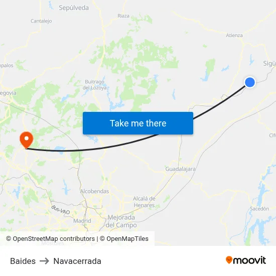 Baides to Navacerrada map