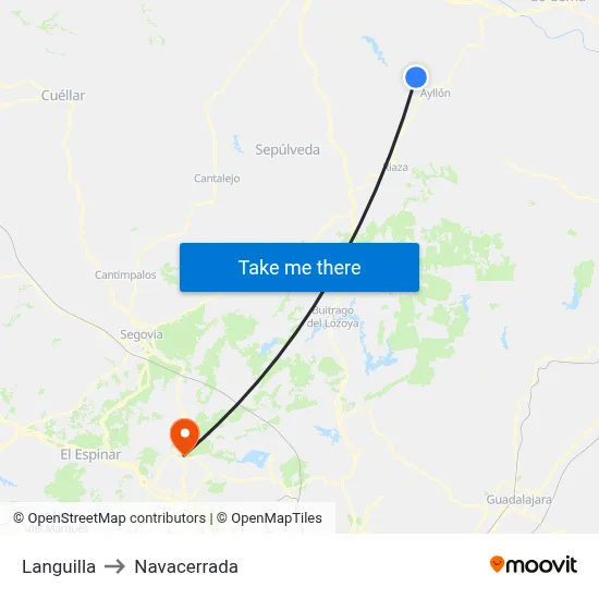 Languilla to Navacerrada map