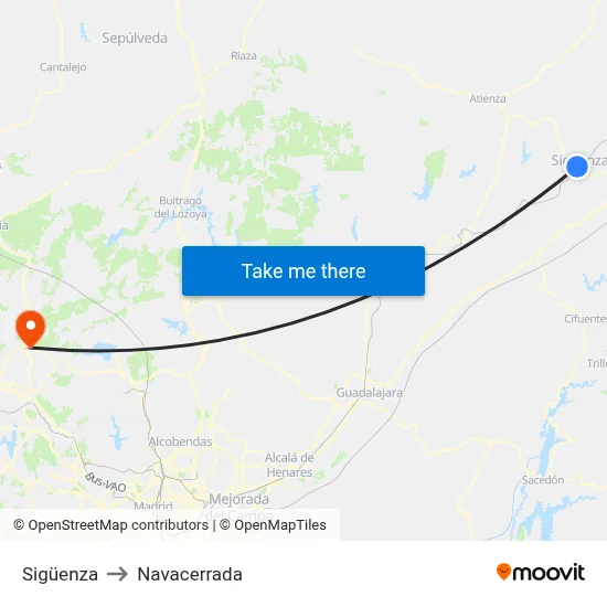 Sigüenza to Navacerrada map