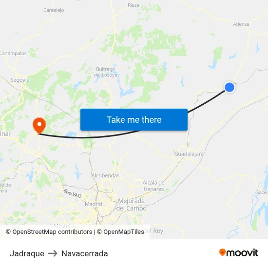 Jadraque to Navacerrada map