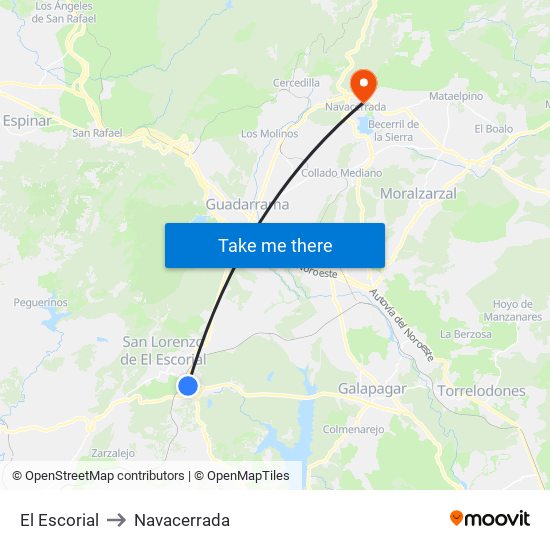 El Escorial to Navacerrada map