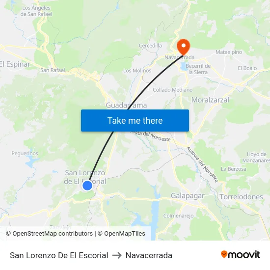 San Lorenzo De El Escorial to Navacerrada map