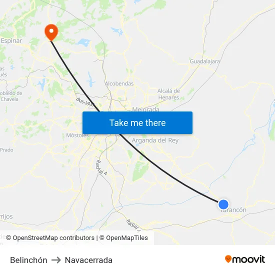 Belinchón to Navacerrada map