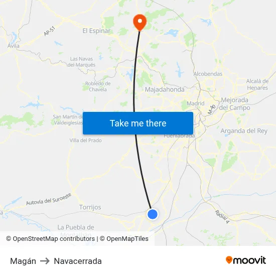 Magán to Navacerrada map