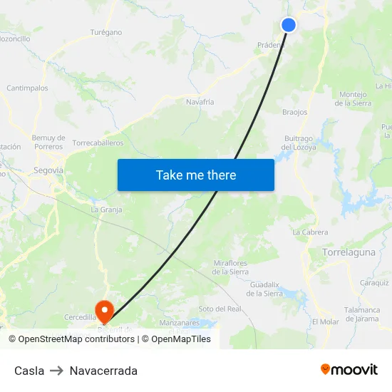 Casla to Navacerrada map