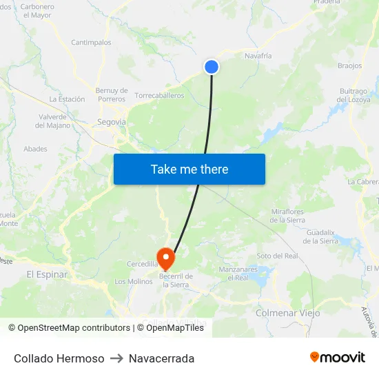 Collado Hermoso to Navacerrada map