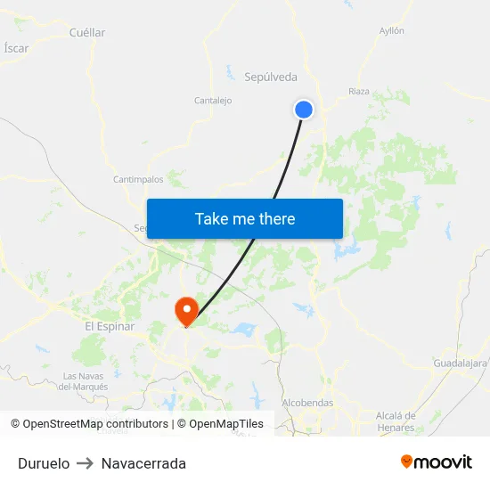 Duruelo to Navacerrada map