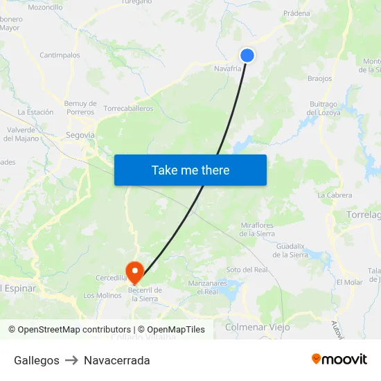 Gallegos to Navacerrada map