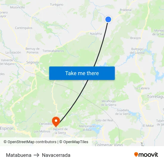 Matabuena to Navacerrada map