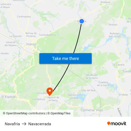 Navafría to Navacerrada map
