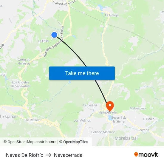 Navas De Riofrío to Navacerrada map