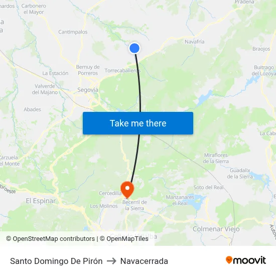 Santo Domingo De Pirón to Navacerrada map