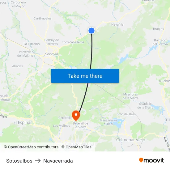 Sotosalbos to Navacerrada map
