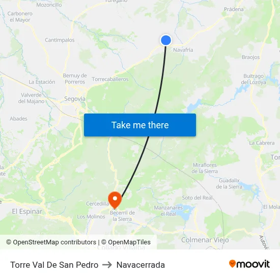 Torre Val De San Pedro to Navacerrada map