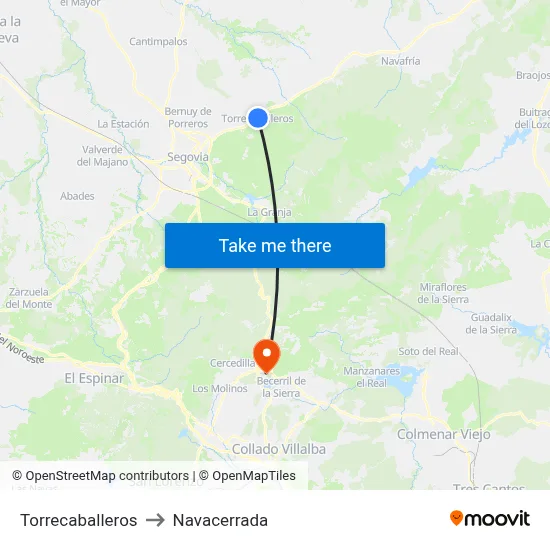 Torrecaballeros to Navacerrada map