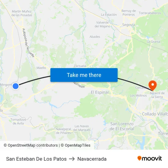 San Esteban De Los Patos to Navacerrada map