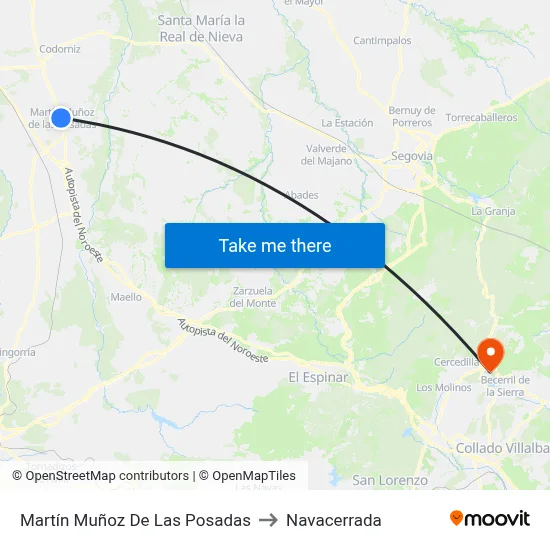 Martín Muñoz De Las Posadas to Navacerrada map
