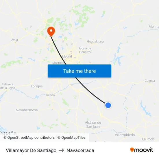 Villamayor De Santiago to Navacerrada map