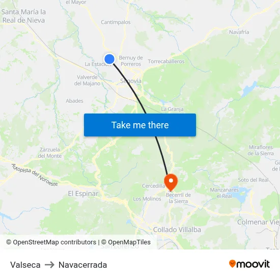 Valseca to Navacerrada map