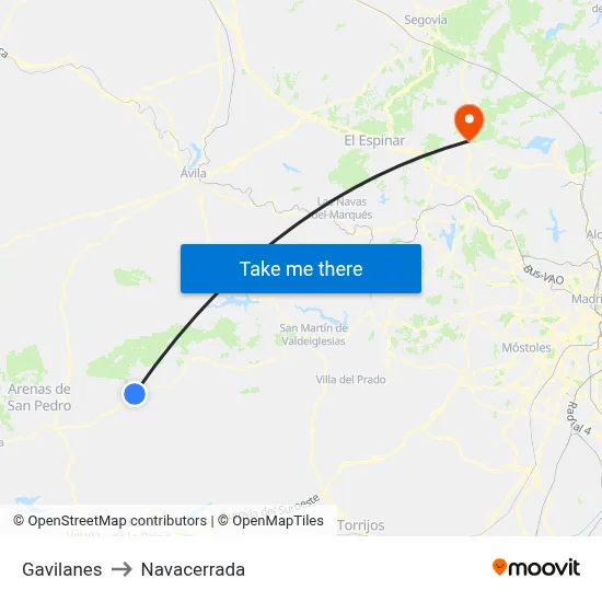 Gavilanes to Navacerrada map