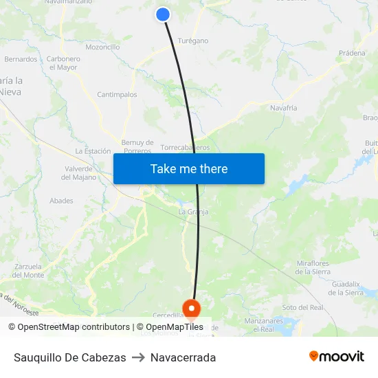 Sauquillo De Cabezas to Navacerrada map