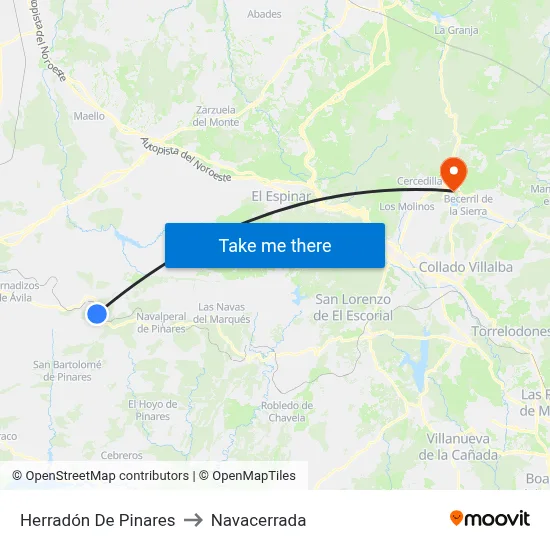 Herradón De Pinares to Navacerrada map
