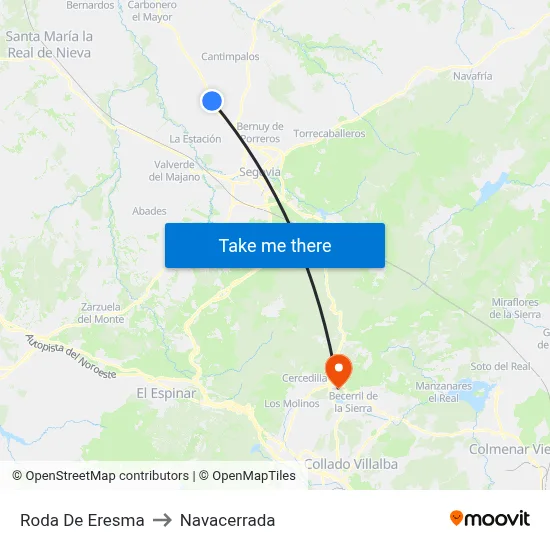 Roda De Eresma to Navacerrada map