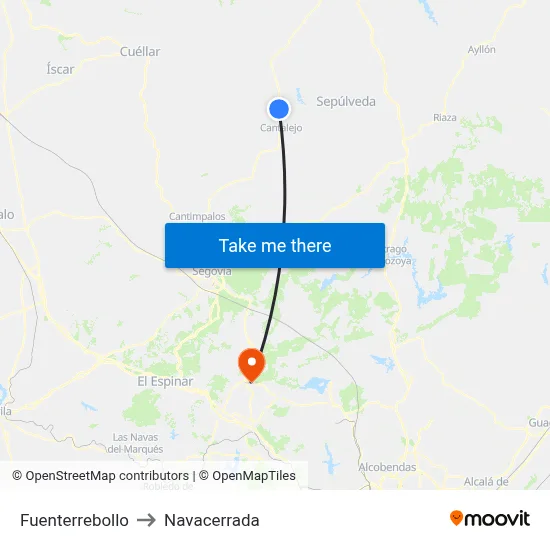 Fuenterrebollo to Navacerrada map