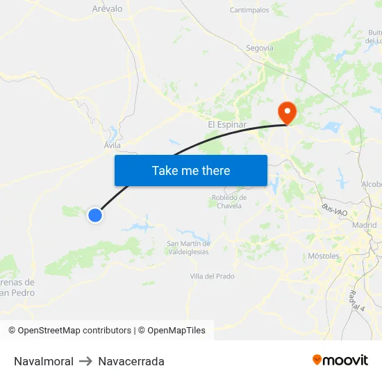 Navalmoral to Navacerrada map