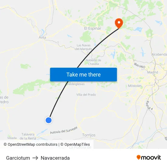 Garciotum to Navacerrada map