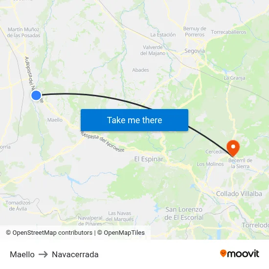Maello to Navacerrada map