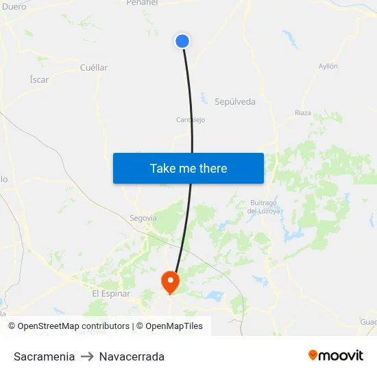 Sacramenia to Navacerrada map