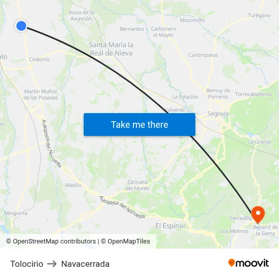 Tolocirio to Navacerrada map