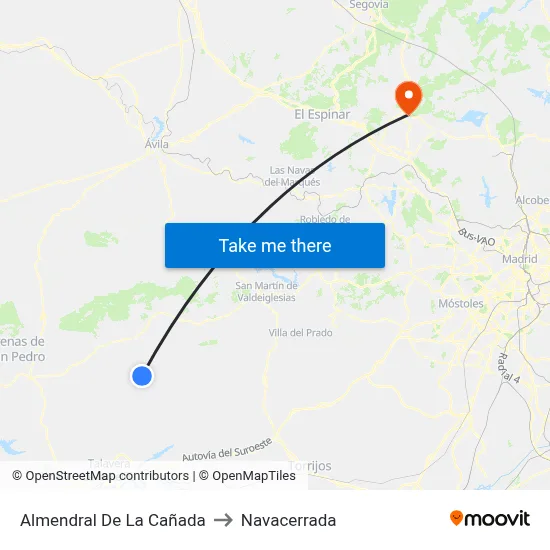 Almendral De La Cañada to Navacerrada map