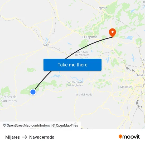 Mijares to Navacerrada map
