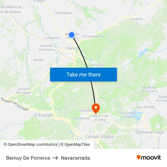 Bernuy De Porreros to Navacerrada map