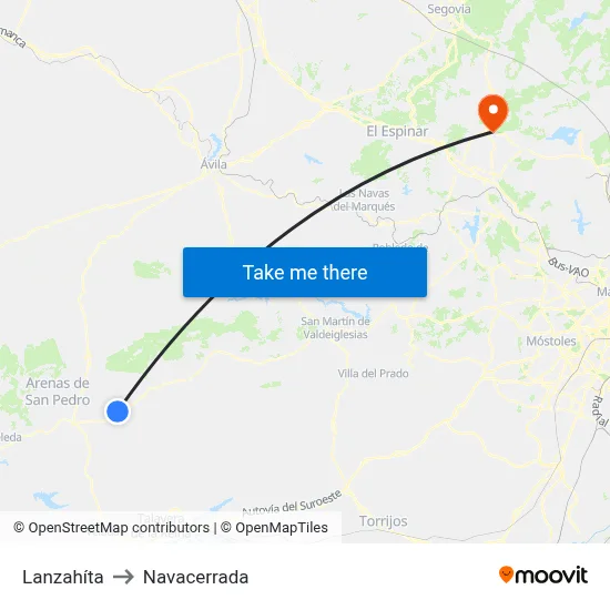 Lanzahíta to Navacerrada map