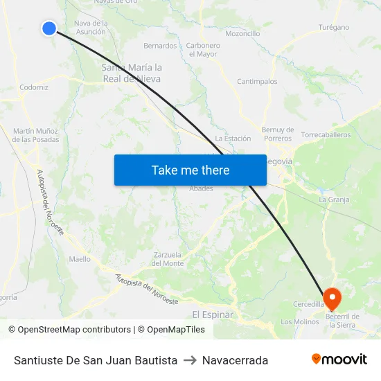 Santiuste De San Juan Bautista to Navacerrada map