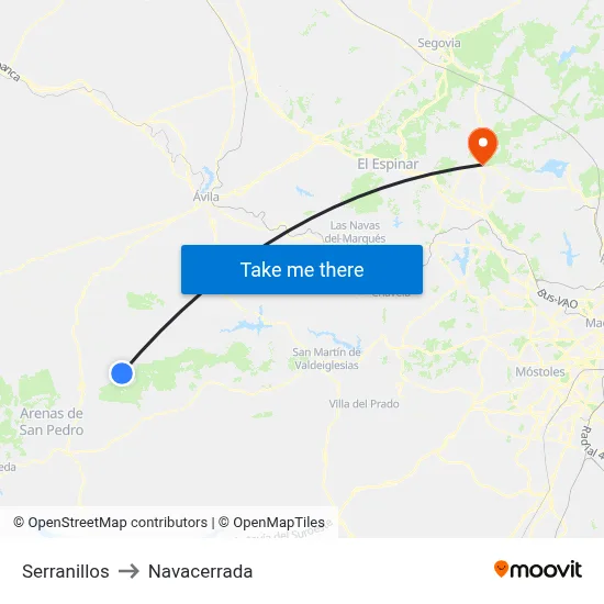 Serranillos to Navacerrada map