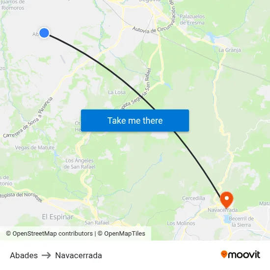 Abades to Navacerrada map