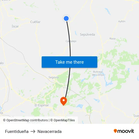 Fuentidueña to Navacerrada map