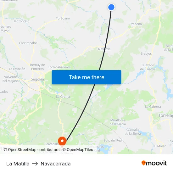 La Matilla to Navacerrada map